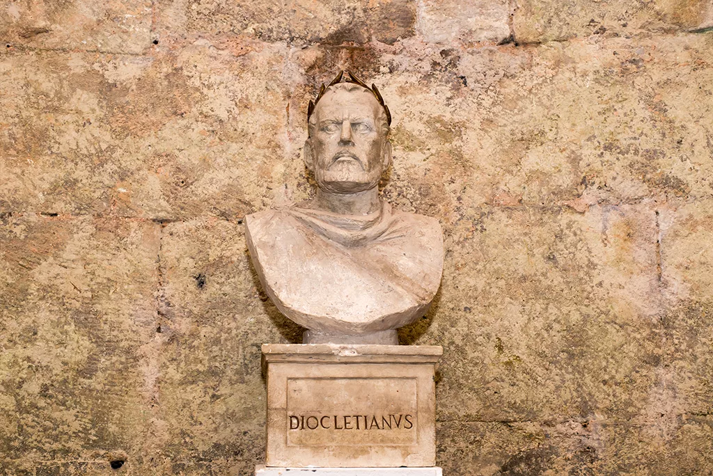 Emperor Diocletian's bust in the Palace Undergrounds