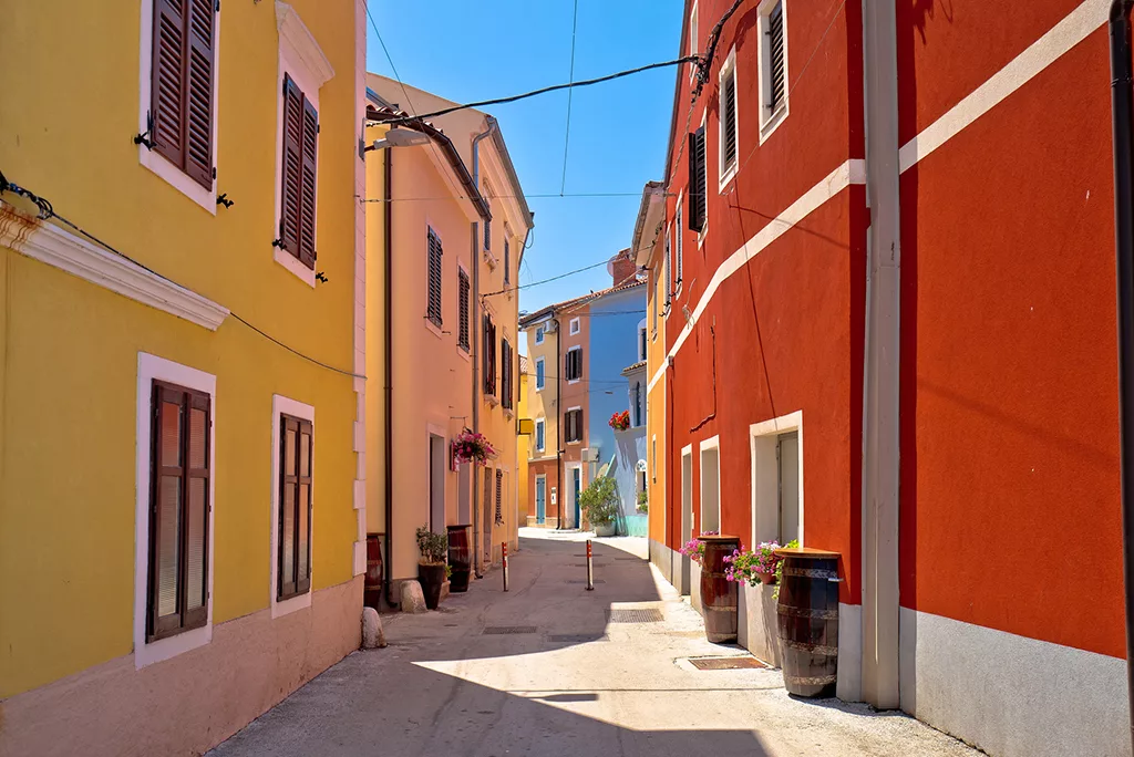 Idyllic colorful Mediterranean street of Novigrad